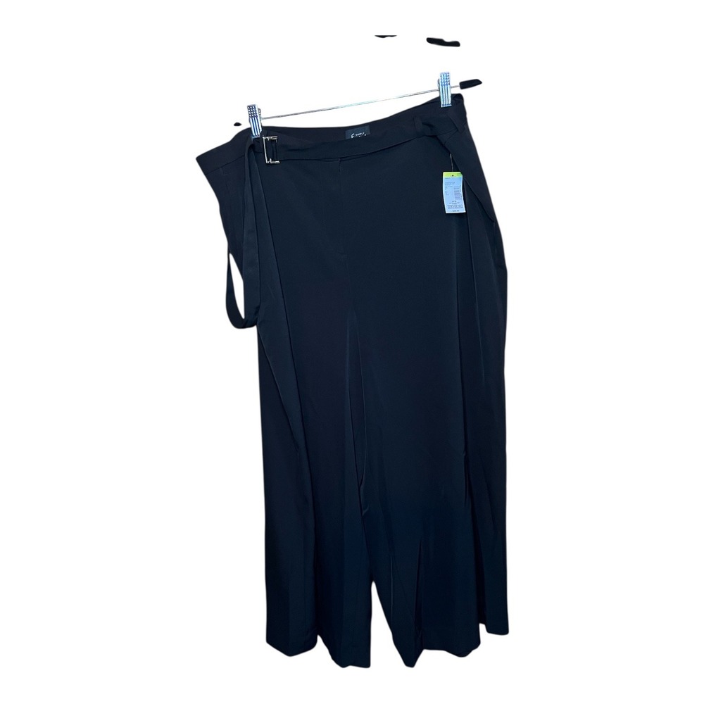 Simply Emma‎ Womens Plus 24W Black Onyx Belted Wide Leg Pants